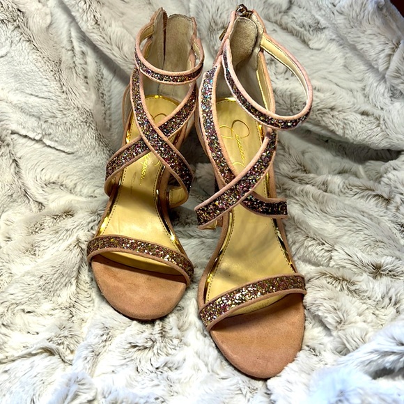 Jessica Simpson champagne multi - glitter heeled sandal - Picture 2 of 5